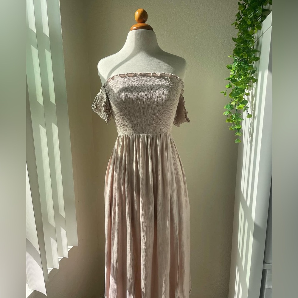 Elegant Off-Shoulder Cream Dress